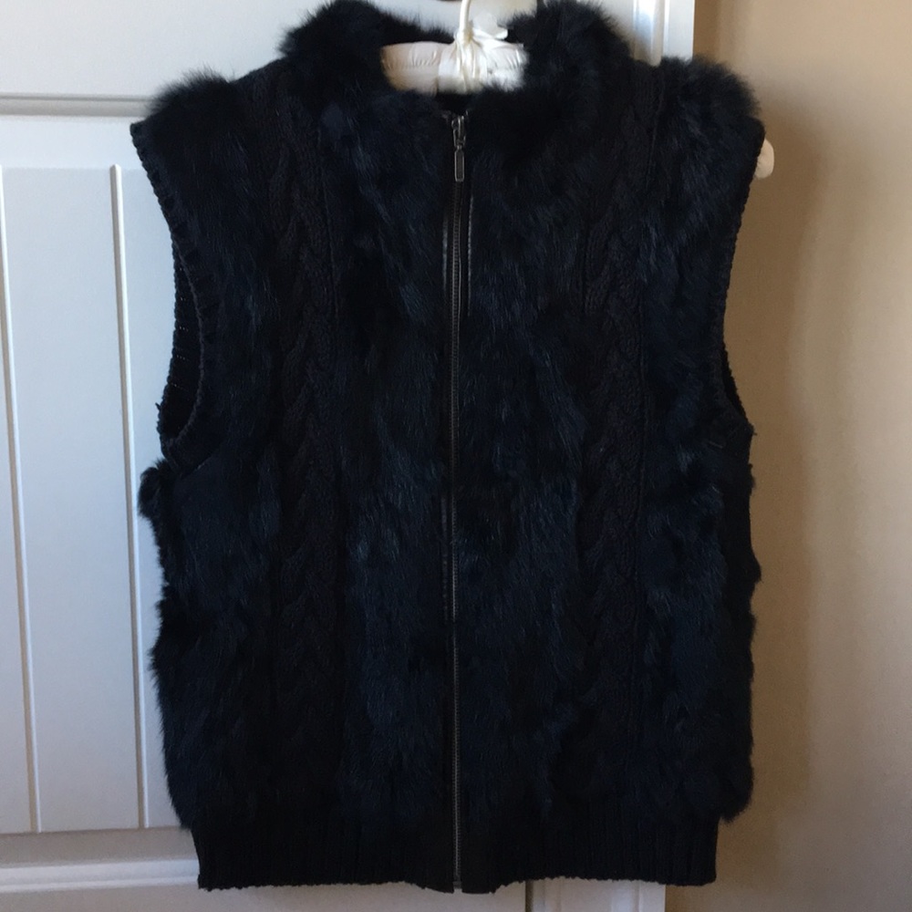 Black Fur Sweater Vest